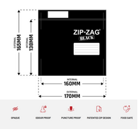 1oz/28g Zip-Zag BLACK Odour Proof Bag  - 0