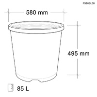 580mm Tub, black POT WITH NO HOLES 85Ltr - 0