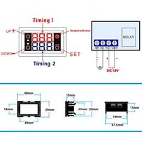 12V DC digital timer - dual timer relay on and off cycle seconds or minutes or hours - 3