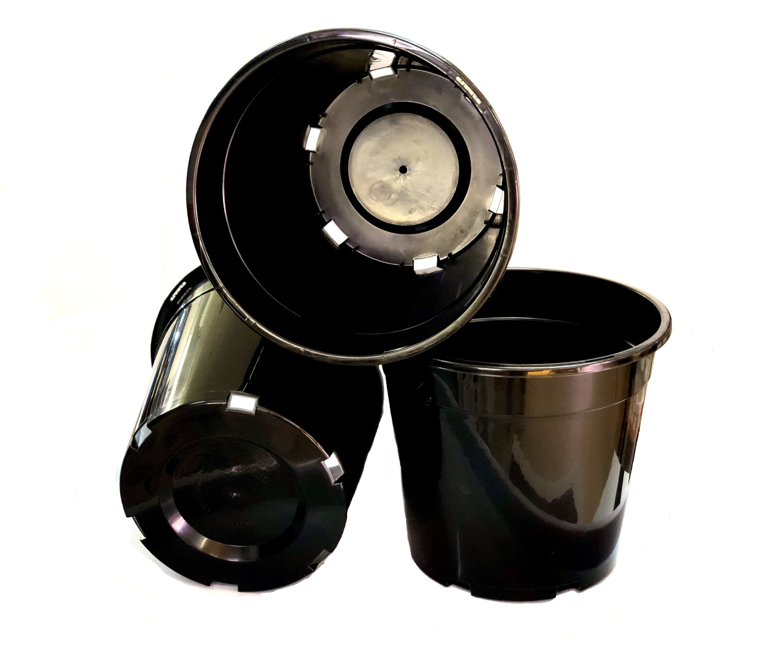 Pot 250mm, black WITH HOLES (c36)