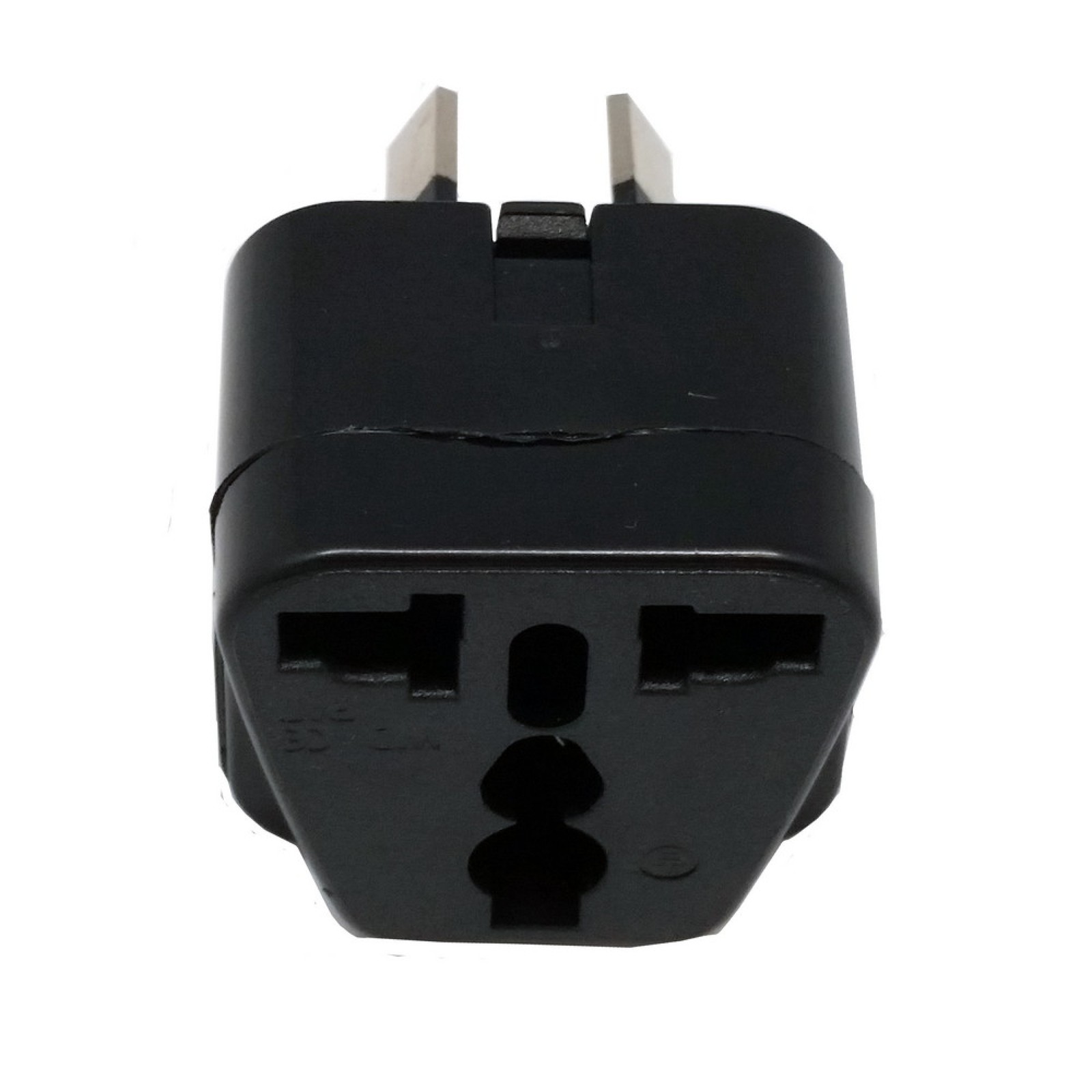 Flat pin Adaptor - travel Adapter to change a round earth pin plug to flat earth pin used for Fluro CFL lamps - lighting reflector adaptor 