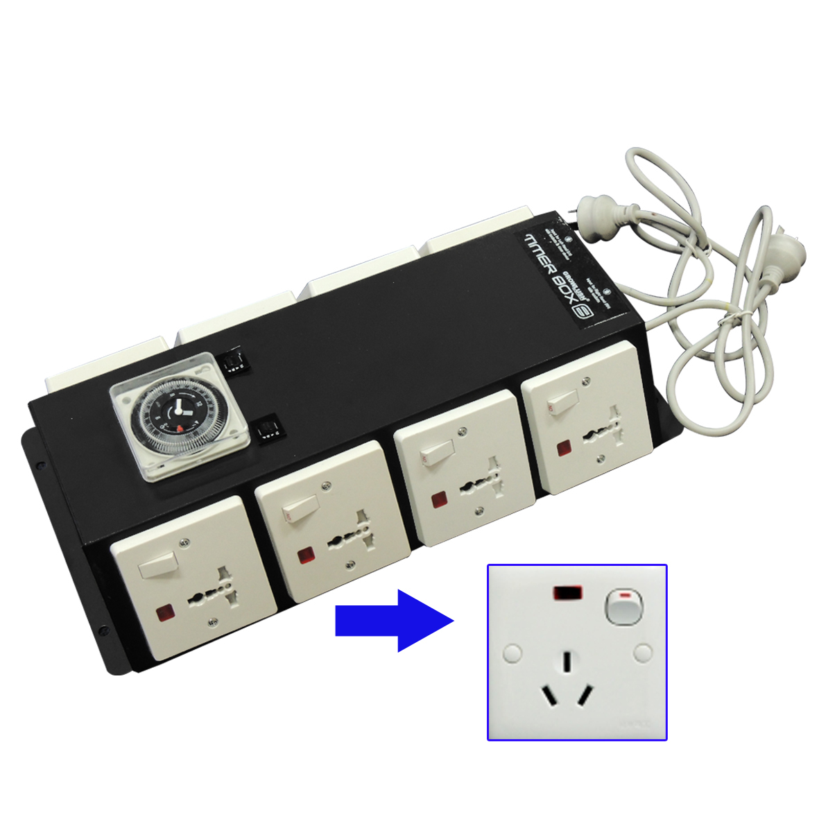 8 outlet budget timer box - with 2 input plugs