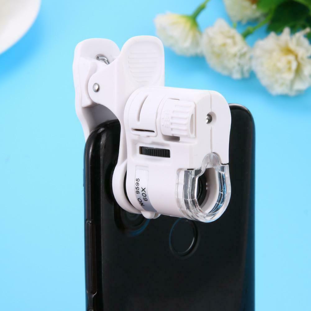 Mini 60x Microscope clip on for smart phone with LED - loupe magnifying magnifier