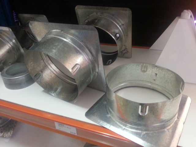 wall joiner for 200mm ducting - metal starting collar on square flange