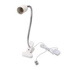 Gooseneck Lamp fitting for ES lamps LED and Fluro - gooseneck flexible with clip on base - includes round pin adaptor
