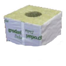100mm Wrapped single cube Grodan Delta 10G - 40mm hole - 100mm high