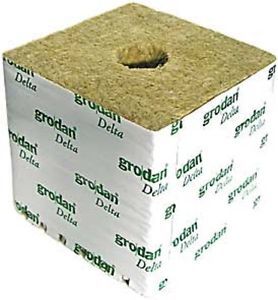 150mm Grodan HUGO block 150x150x150mm x 1 wrapped cube with 40mm hole each - (48 to carton)