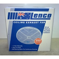 250mm Lenco Fan 600m3hr continuous rated ceiling type - E10PBB - can use with 300mm ducting