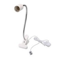 Gooseneck Lamp fitting for ES lamps LED and Fluro - gooseneck flexible with clip on base