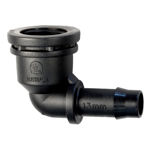 13mm barbed to 1/2 inch female threaded elbow