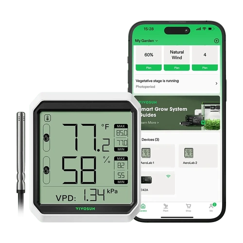 Vivosun Aerolab Bluetooth Thermometer, Hygrometer and VPD Sensor Including External Prove!