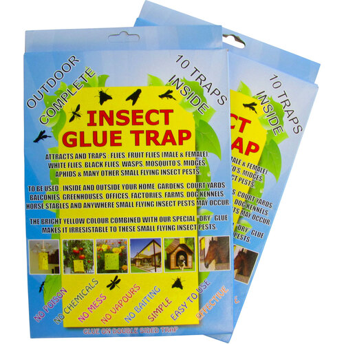 Insect glue trap - 20cm x 15cm Yellow sticky traps - Pack of 10