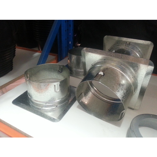 wall joiner for 150mm ducting - metal starting collar on square flange