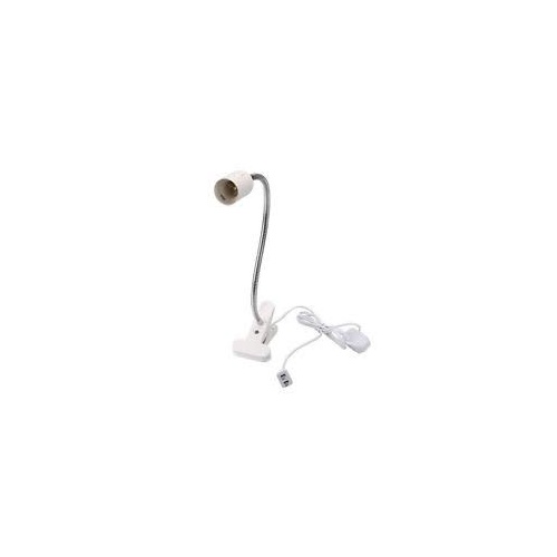 Gooseneck Lamp fitting for ES lamps LED and Fluro - gooseneck flexible with clip on base - includes round pin adaptor