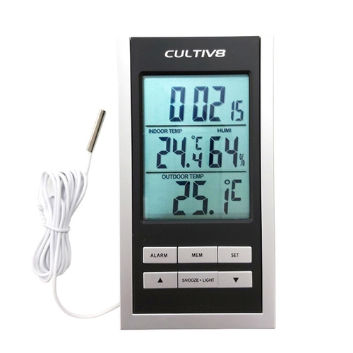 Cultiv8 Thermometer Hygrometer with Max Min memory and temperature probe