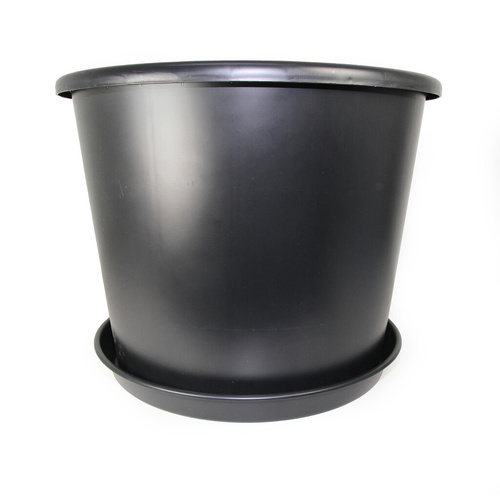 Pot 650mm Black 115L - with drainage holes - saucer sold separately