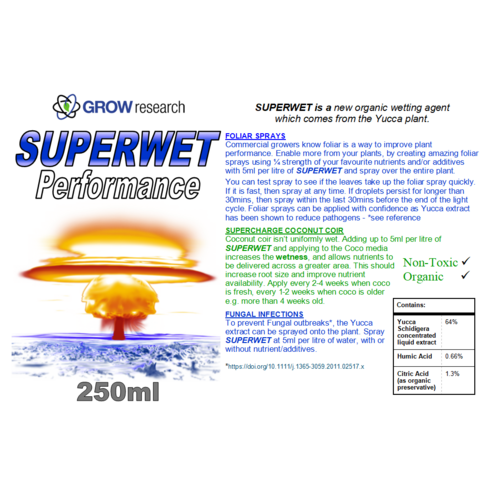 SUPERWET 250ml - create your Foliar Sprays - Media Wetting - Treats Pathogens
