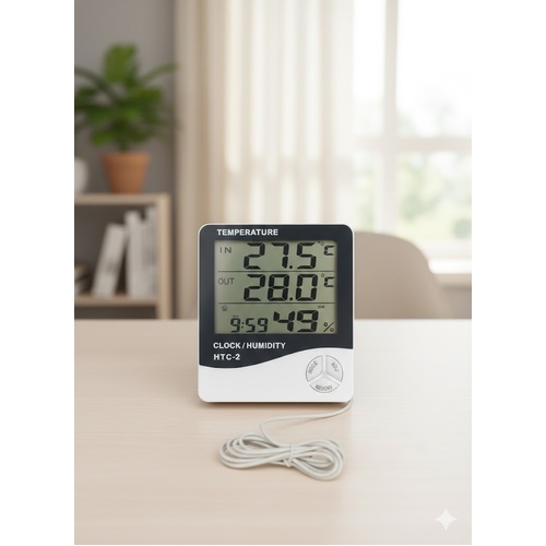 Temperature and Humidity Meter - Maximum and Minimum memory with Probe - white thermometer hygrometer
